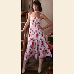 Prabal Gurung Sleeveless Midi Dress Tiered Printed Casual Party Fit flare Sz 18W